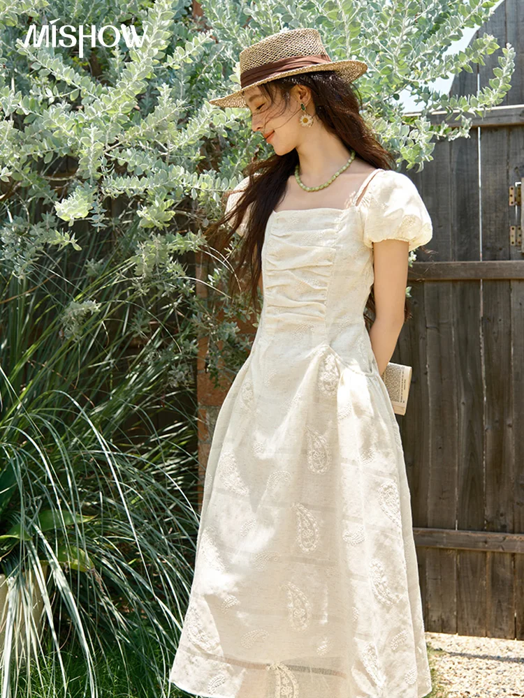 MISHOW Women's Puff Sleeve Dress 2025 Summer Fashion Paisley Embroidery Lady Pocket Dresses Vacation Women's Clothing MXE34L2265 
MISHOW Women's Puff Sleeve Dress 2025 Summer Fashion Paisley Embroidery Lady Pocket Dresses Vacation Women's Clothing MXE34L2265