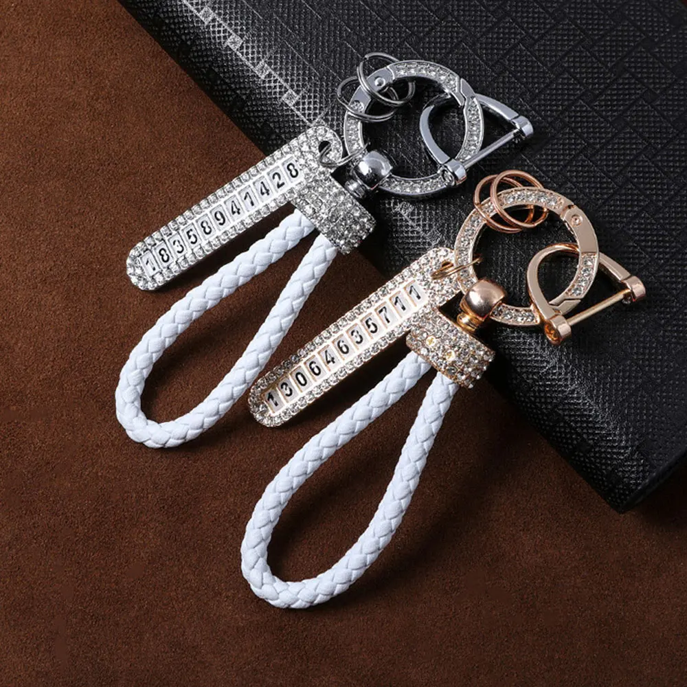 Gold Silver Buckle Car Key Ring Chain Holder Phone Number Tag Keyfob Jewelry Crystal Anti-lost Luxury Leather Keychain Women Men
Gold Silver Buckle Car Key Ring Chain Holder Phone Number Tag Keyfob Jewelry Crystal Anti-lost Luxury Leather Keychain Women Men