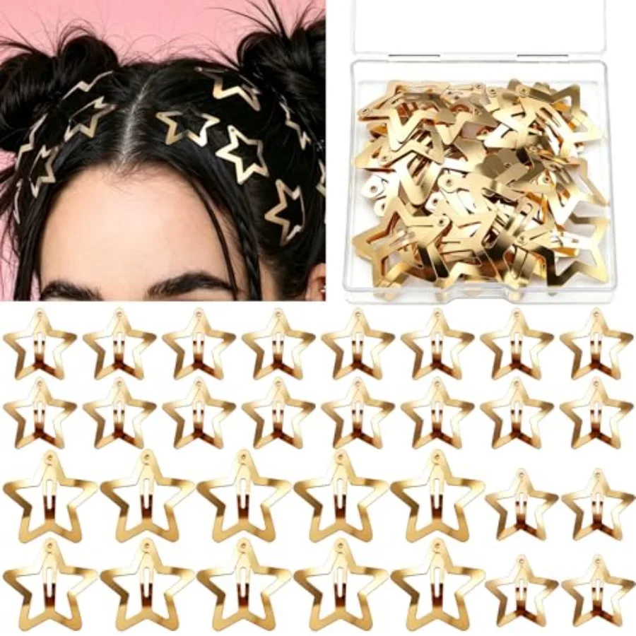 Star Hair Clips Y2K Hair Barrettes, 20 PCS 1.22" Y2K Hair Accessories, 10 PCS 1.61" Metal Snap Hair Clips for Girls Women, for
Star Hair Clips Y2K Hair Barrettes, 20 PCS 1.22" Y2K Hair Accessories, 10 PCS 1.61" Metal Snap Hair Clips for Girls Women, for