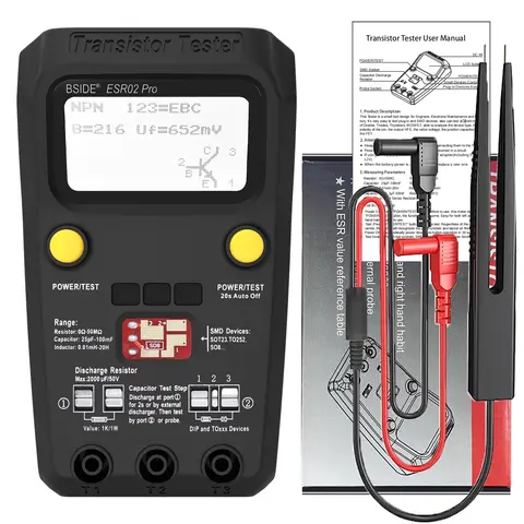 BSIDE ESR02pro Mehrzwecktransistor ESR/SMD Tester Smart Diode Triode Kapazität Widerstand Meter LCD meter MOS/PNP/NPN test