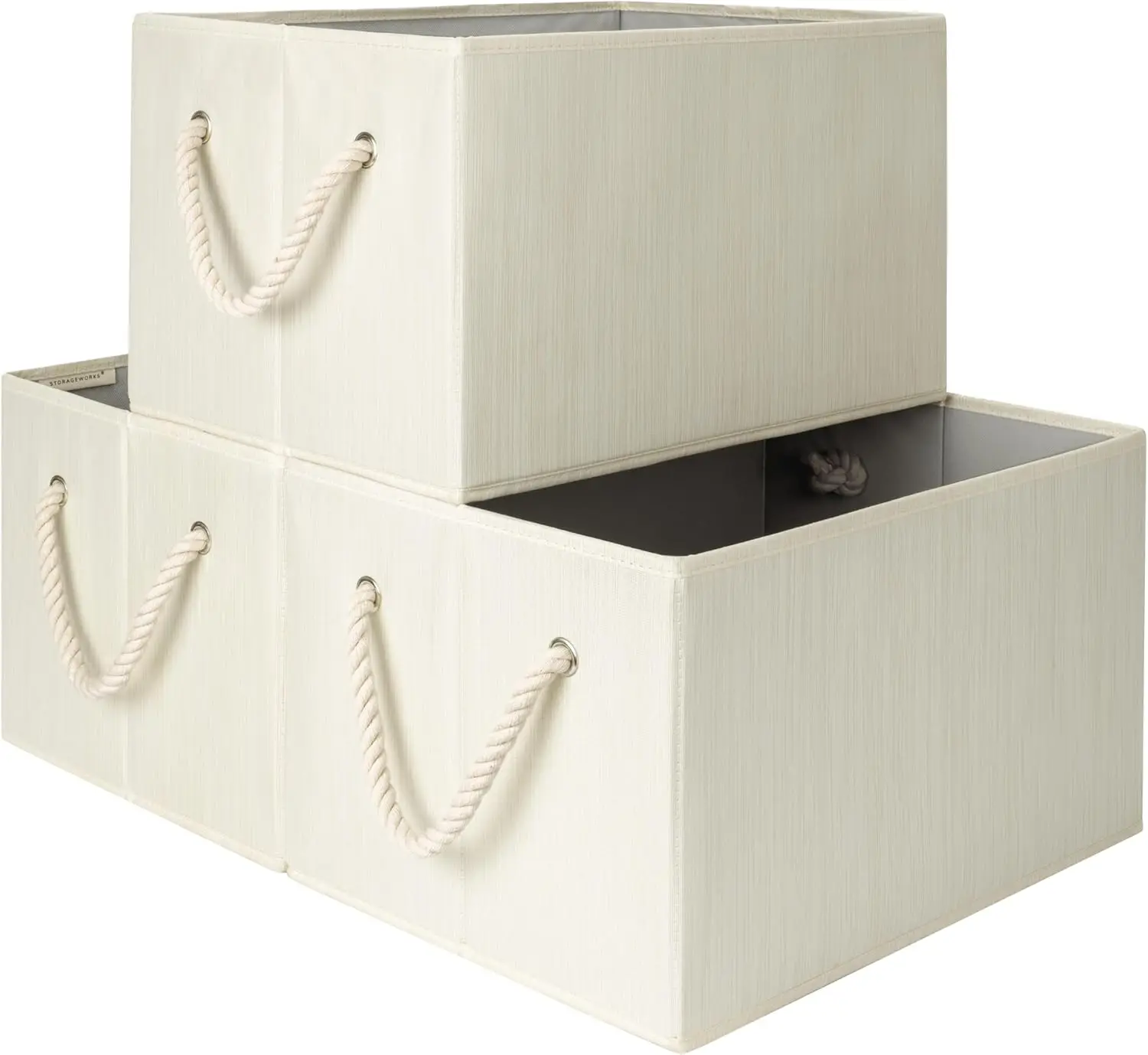 Foldable Baskets for Shelves, Fabric Bins with Handles, Beige, White & Ivory, 3-Pack
Foldable Baskets for Shelves, Fabric Bins with Handles, Beige, White & Ivory, 3-Pack