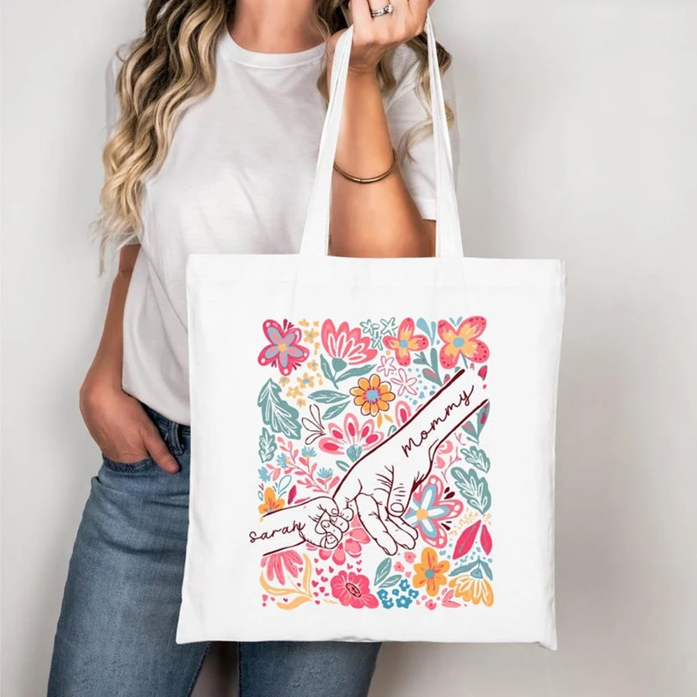 Holiday Canvas Tote Bag Custom Mommy And Kids Holdhand Print Gift Selecting Mothers Festival Prep Daily Goods Arrangement Gift
Holiday Canvas Tote Bag Custom Mommy And Kids Holdhand Print Gift Selecting Mothers Festival Prep Daily Goods Arrangement Gift