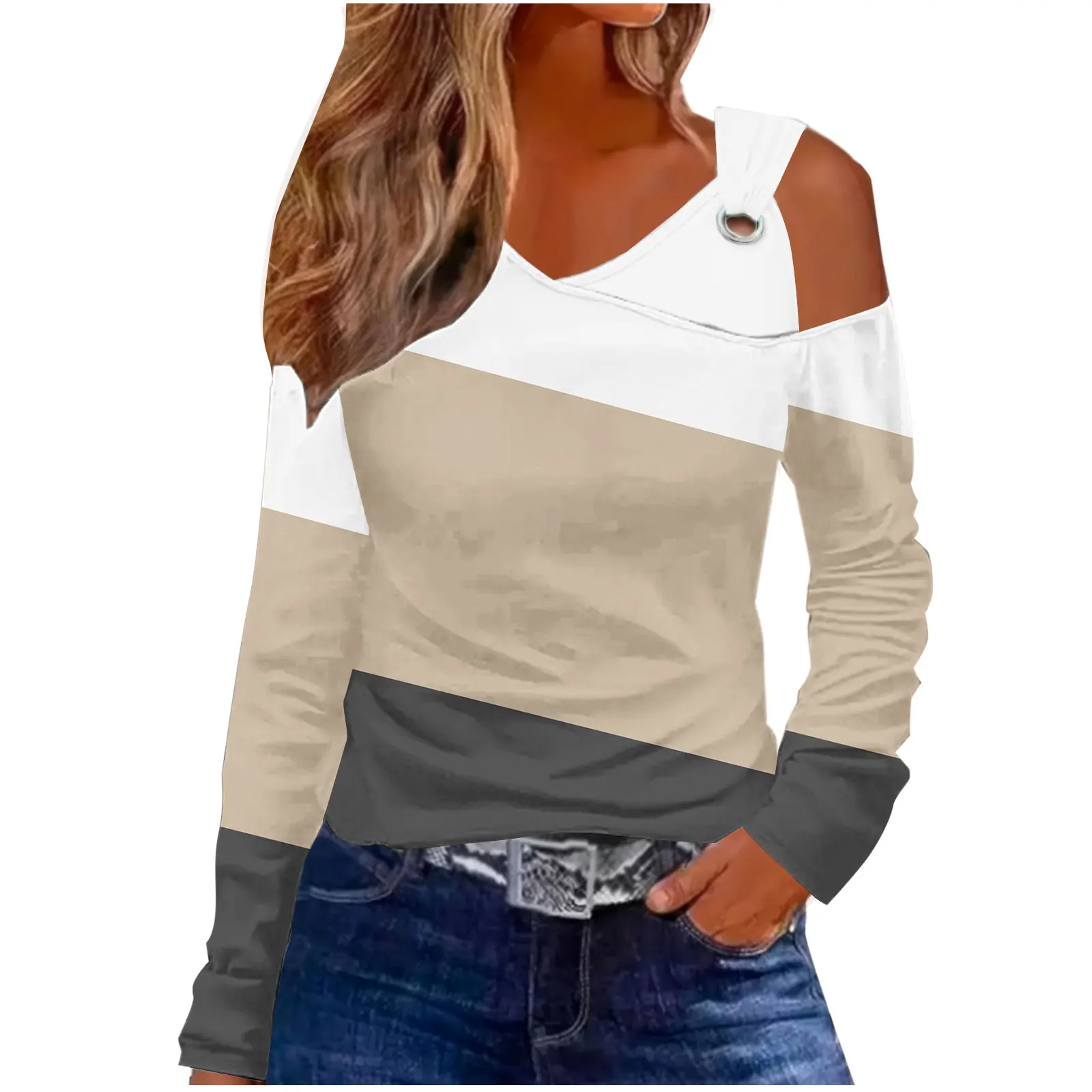 Sexy Women's T-shirt Matching Color Off-shoulder Personality 2024 Autumn New Fashion Long Sleeve Tee Casual Design Women Tops
Sexy Women's T-shirt Matching Color Off-shoulder Personality 2024 Autumn New Fashion Long Sleeve Tee Casual Design Women Tops