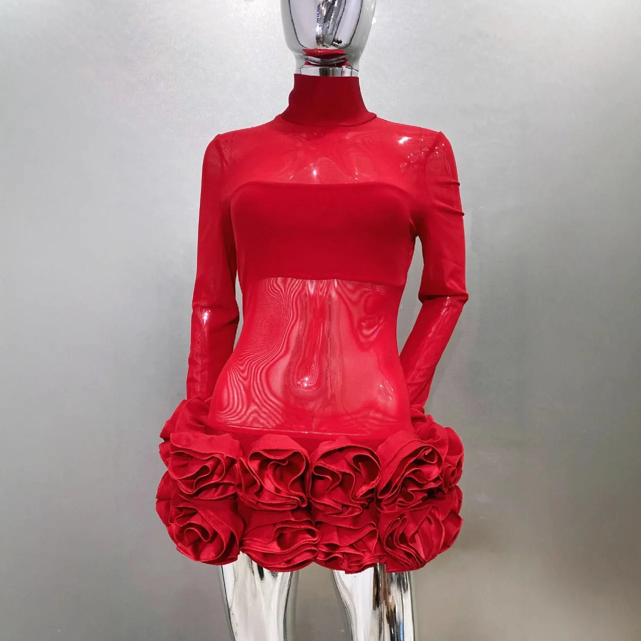 Sexy Perspective Mesh Flower Bud Skirt, Ultra Short Red Dress, Sexy And Hot Birthday Party Dress
Sexy Perspective Mesh Flower Bud Skirt, Ultra Short Red Dress, Sexy And Hot Birthday Party Dress