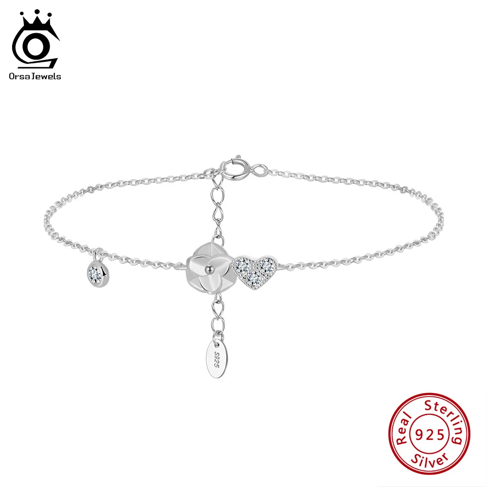 ORSA JEWELS Danity Sweet Heart Bracelet Charm 925 Sterling Silver Chain Bracelet Flower Shape Wedding Best Friend Gift APB09
ORSA JEWELS Danity Sweet Heart Bracelet Charm 925 Sterling Silver Chain Bracelet Flower Shape Wedding Best Friend Gift APB09