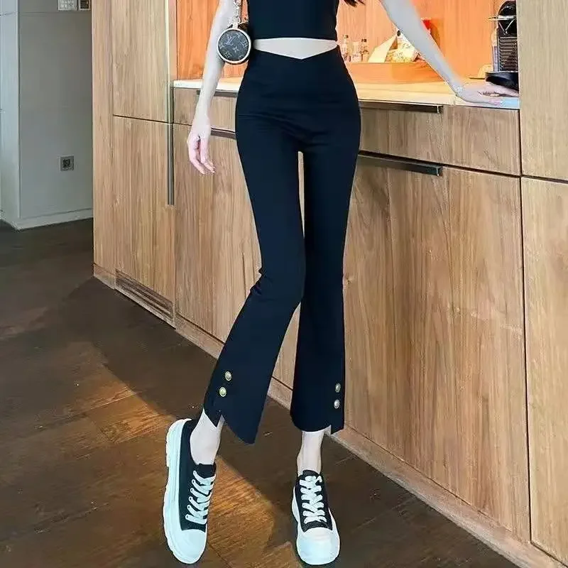 Black Female Trousers Ice Silk Elastic Waist Summer Women's Flare Pants Clothing Korean Style Casual All Medium Original Nylon
Black Female Trousers Ice Silk Elastic Waist Summer Women's Flare Pants Clothing Korean Style Casual All Medium Original Nylon