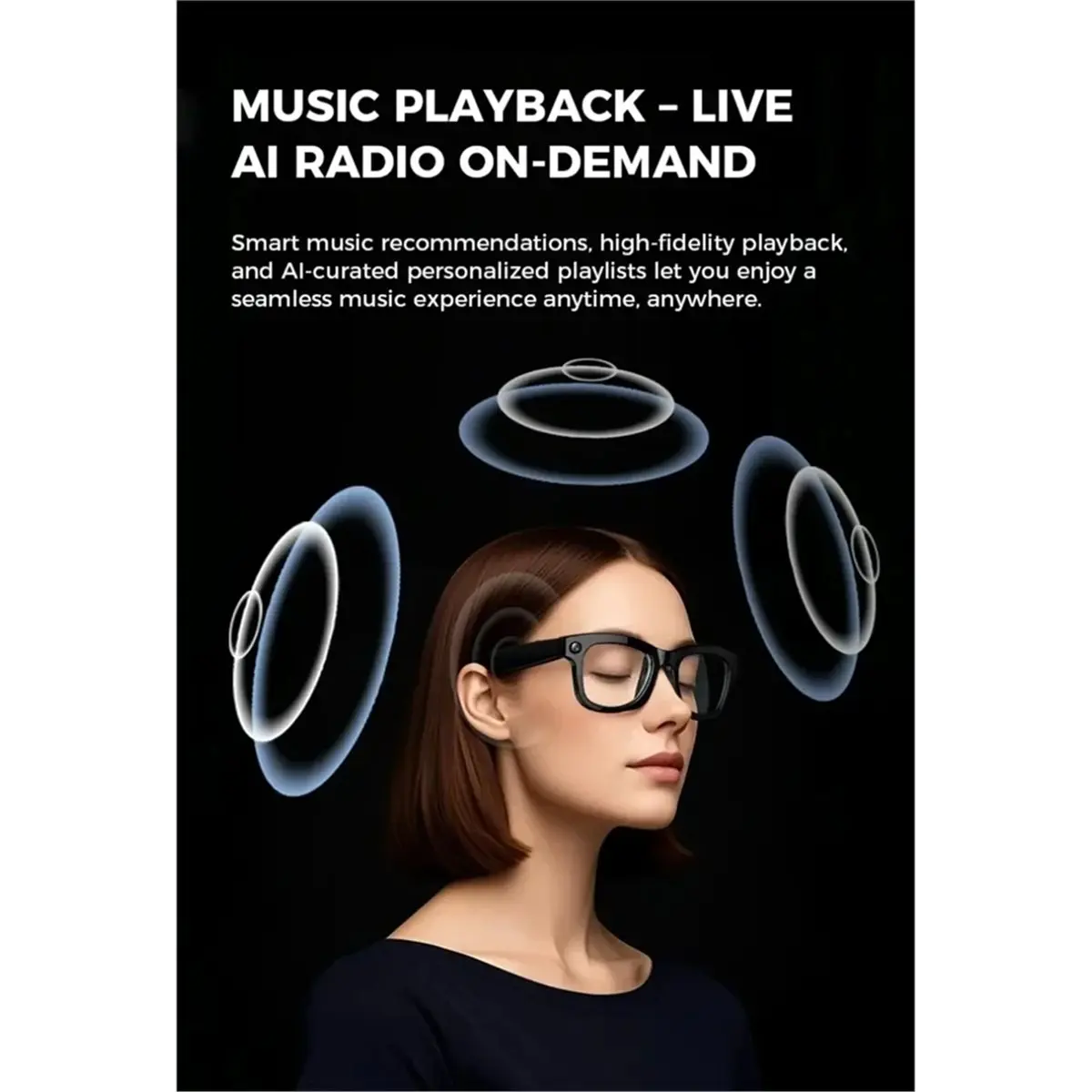 Smart Glasses with Voice and AI Translation Camera Bluetooth Calling Outdoor Sports Headphones Sunglasses Black
Smart Glasses with Voice and AI Translation Camera Bluetooth Calling Outdoor Sports Headphones Sunglasses Black