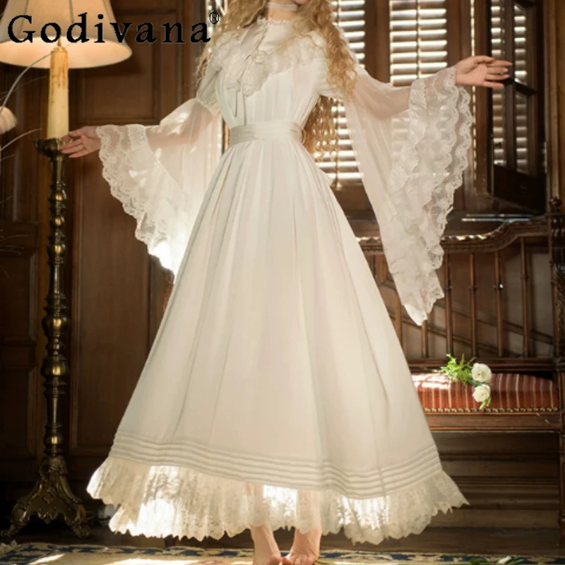 Pajamas OP Elegant Court Lace Princess Lolita Dress Fashion High Waist A-line Temperament Flare Sleeve Crew Neck Nightdress
Pajamas OP Elegant Court Lace Princess Lolita Dress Fashion High Waist A-line Temperament Flare Sleeve Crew Neck Nightdress