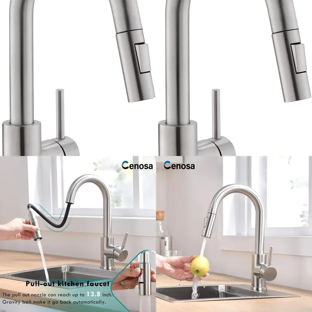 Stainless Steel Single-Handle Kitchen Sink Faucet with Pull-Out Sprayer, Hot/Cold Options
Stainless Steel Single-Handle Kitchen Sink Faucet with Pull-Out Sprayer, Hot/Cold Options
