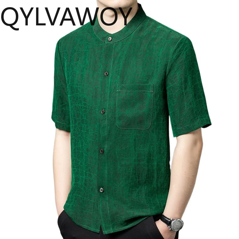 QYLVAWOY Heavyweight Men's Shirts 100% Mulberry Silk Summer Shirt Short Sleeve Chinese Style clothes Shirts for Men Ropa Hombre
QYLVAWOY Heavyweight Men's Shirts 100% Mulberry Silk Summer Shirt Short Sleeve Chinese Style clothes Shirts for Men Ropa Hombre