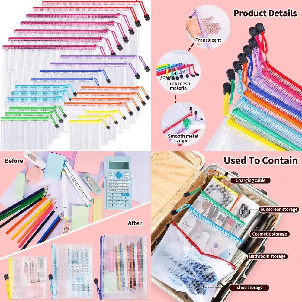 24pcs Mesh Zipper Pouch Bags - 8 Sizes Plastic Zipper Pouches for Organization, Mesh Bags with Zipper, Waterproof Clear Travel P 
24pcs Mesh Zipper Pouch Bags - 8 Sizes Plastic Zipper Pouches for Organization, Mesh Bags with Zipper, Waterproof Clear Travel P