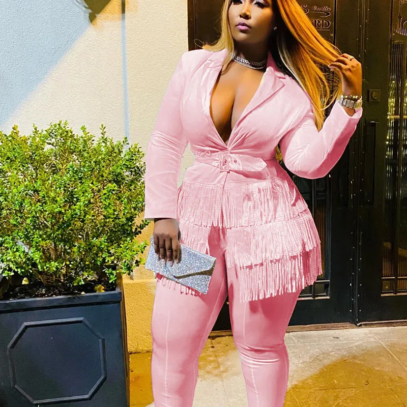 Elegant Work Wear Women Two Piece Outfits 2023 Tassel Blazer Coat and Slit Pencil Pant Sets Office Lady Club Outfits for Woman
Elegant Work Wear Women Two Piece Outfits 2023 Tassel Blazer Coat and Slit Pencil Pant Sets Office Lady Club Outfits for Woman