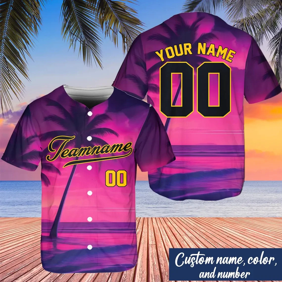 Full Print Gradient Sunset Palm Print Custom Baseball Jersey Personalized Name Number Wholesale Dropshipping Sport Uniform Tops
Full Print Gradient Sunset Palm Print Custom Baseball Jersey Personalized Name Number Wholesale Dropshipping Sport Uniform Tops