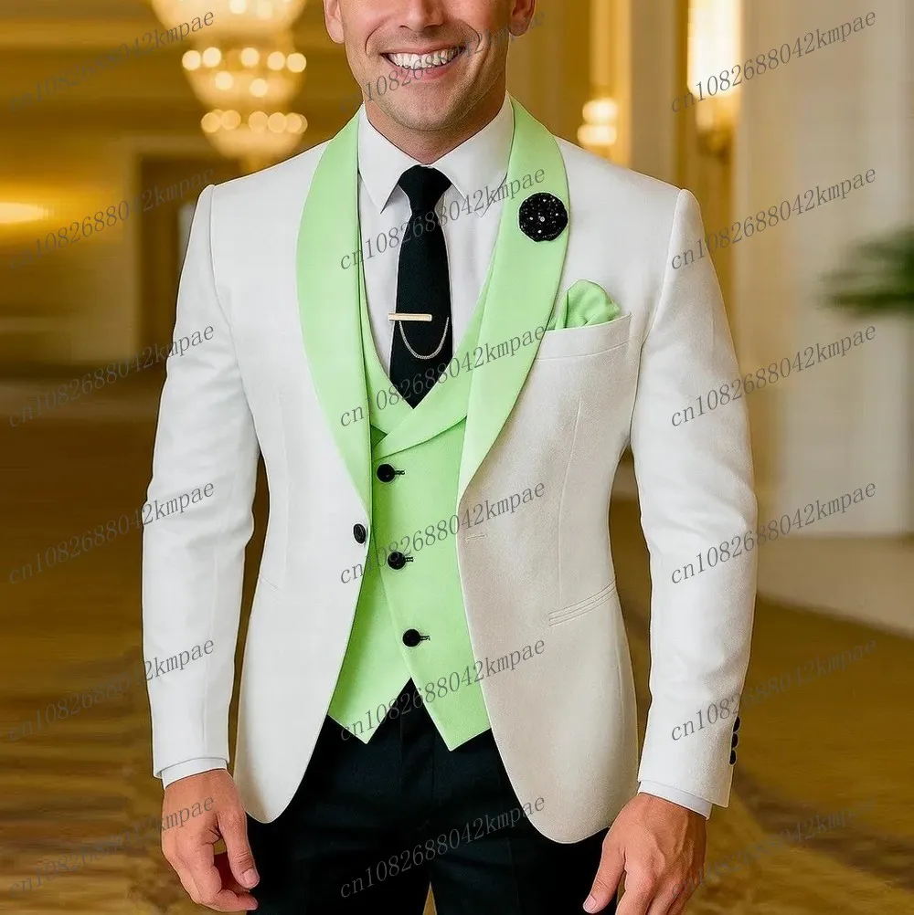 White Green Black Men Suit Formal Occasion Groom Groomsman Wedding Party Prom Male Tuxedos 3 Piece Set Blazer Vest Pants
White Green Black Men Suit Formal Occasion Groom Groomsman Wedding Party Prom Male Tuxedos 3 Piece Set Blazer Vest Pants