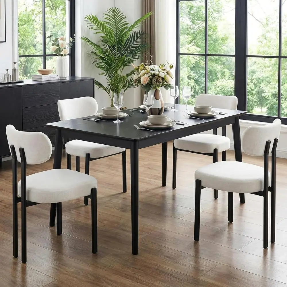 Linen-Covered Upholstered Dining Chairs Set of 4 with Curved Back and Black Metal Legs, Suitable for Home or Restaurant, Beige
Linen-Covered Upholstered Dining Chairs Set of 4 with Curved Back and Black Metal Legs, Suitable for Home or Restaurant, Beige