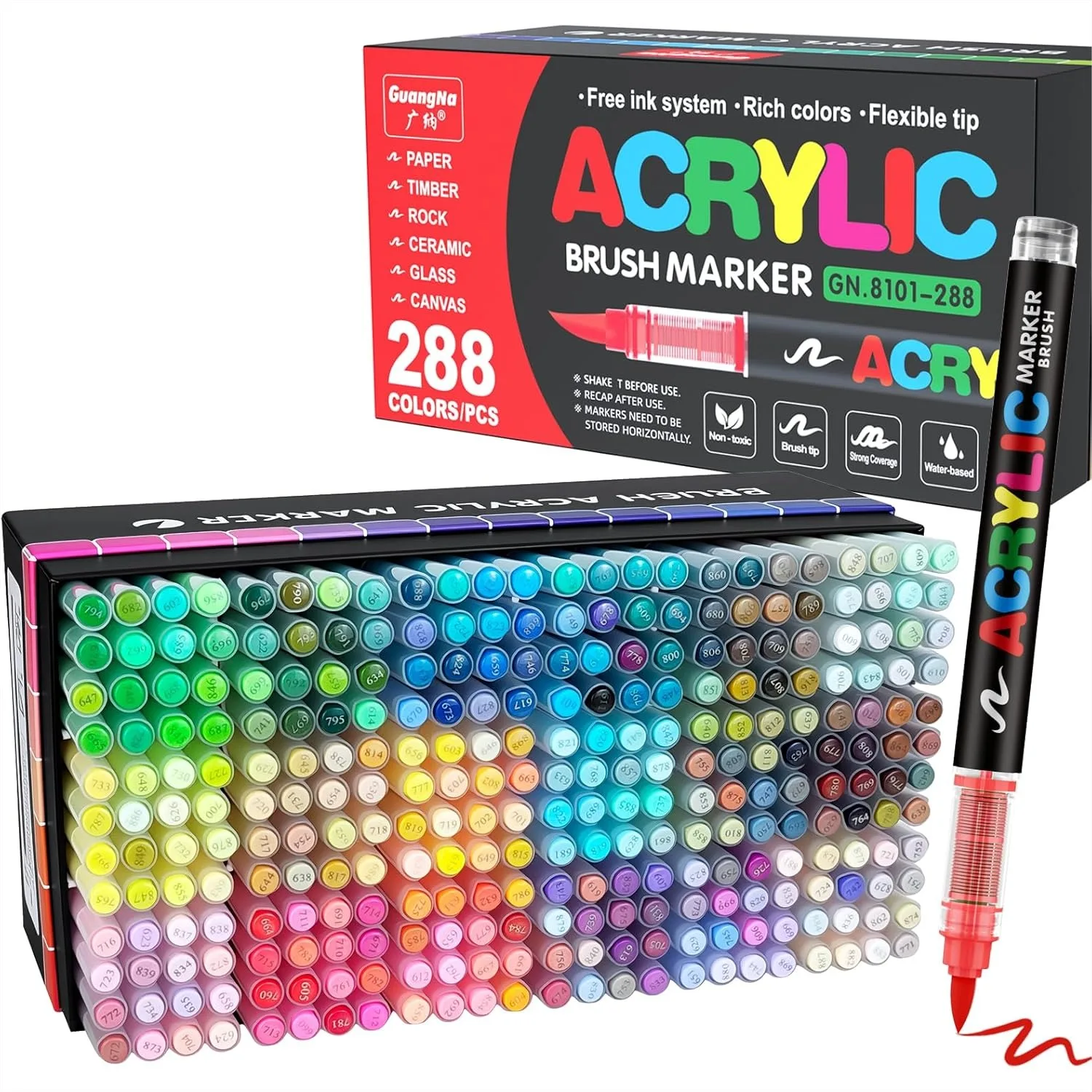 288 Acrylic Paint Markers with Brush Tip, Quick-Drying Ink for Rock, Glass, Canvas, Ceramic, Wood, Metal Art Crafts Supplies
288 Acrylic Paint Markers with Brush Tip, Quick-Drying Ink for Rock, Glass, Canvas, Ceramic, Wood, Metal Art Crafts Supplies