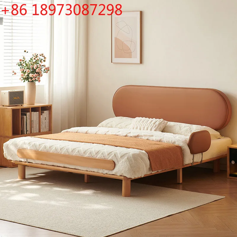 Ultra-thin bedside leather all solid wood master bedroom Japanese-style log wind soft bag bed
Ultra-thin bedside leather all solid wood master bedroom Japanese-style log wind soft bag bed