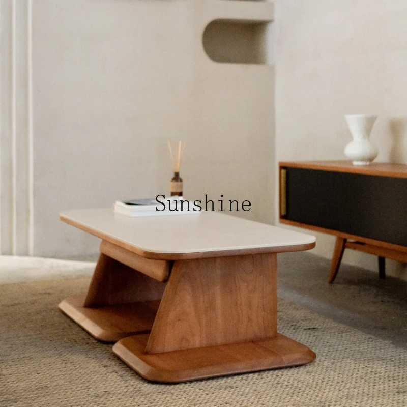 Nordic square, rock slab coffee table, solid wood + rock slab, small apartment, simple
Nordic square, rock slab coffee table, solid wood + rock slab, small apartment, simple