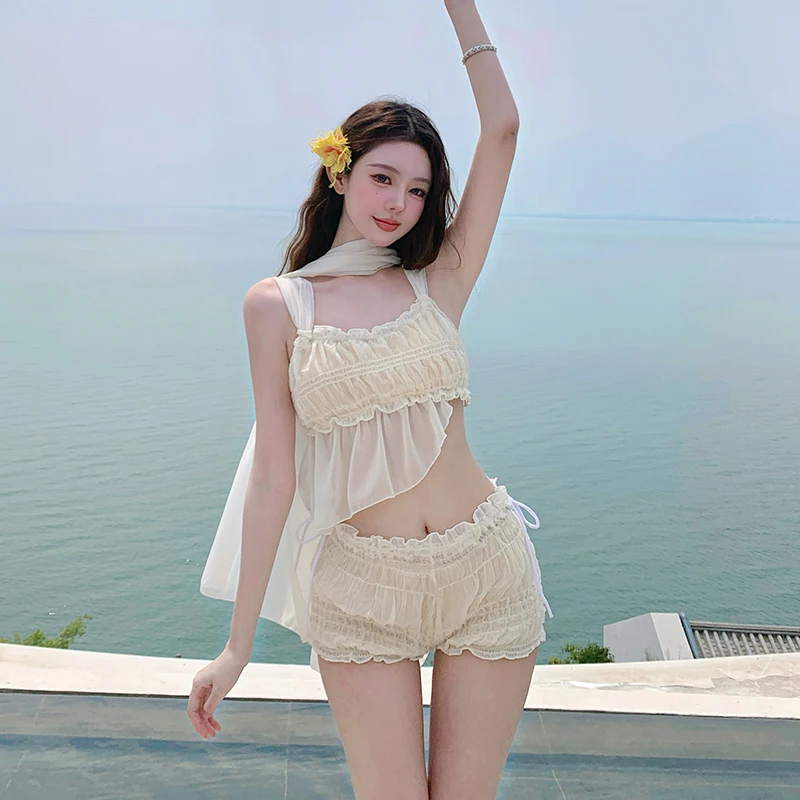 New Women's Mesh Bikinis Set Swimsuits Padded 3 Pieces Ruffles Swimwear Women High Waist Bathing Swim Suits Beach Water Sport
New Women's Mesh Bikinis Set Swimsuits Padded 3 Pieces Ruffles Swimwear Women High Waist Bathing Swim Suits Beach Water Sport