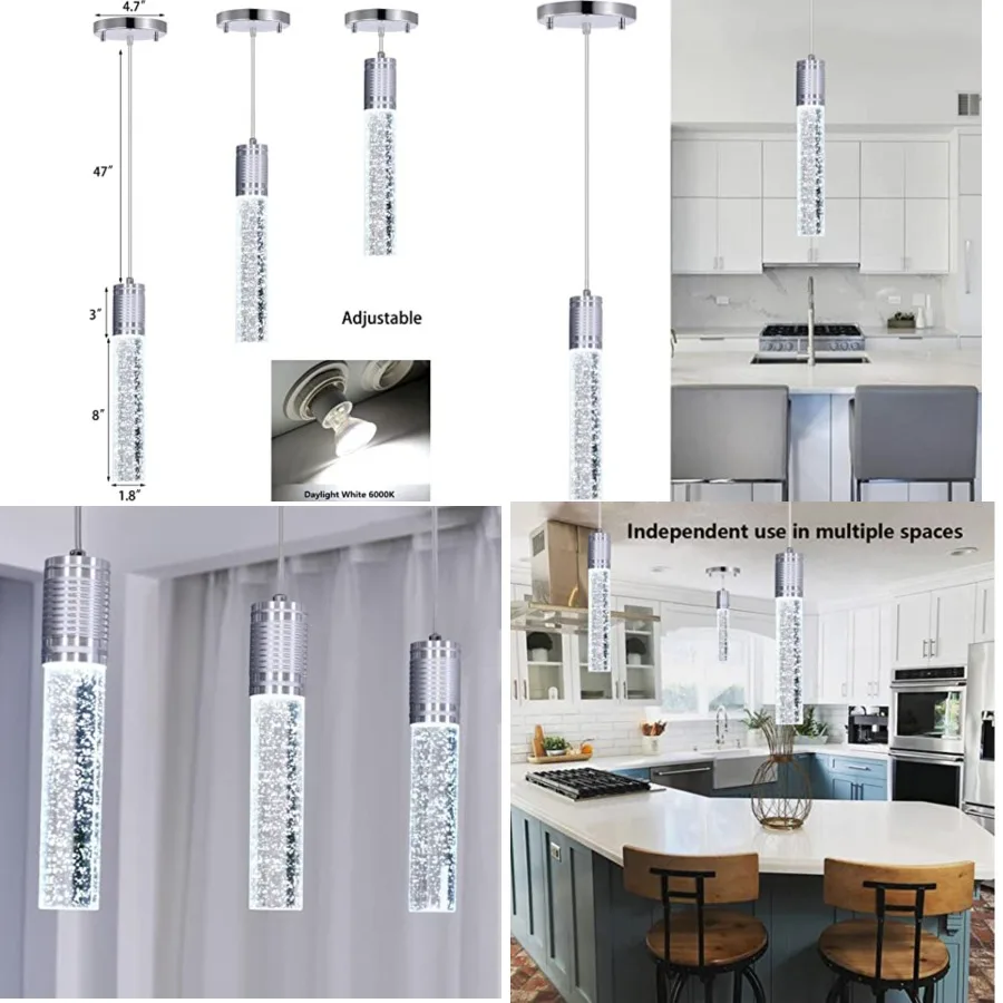 HAIXIANG Modern Kitchen Island Hanging Light Fixtures Crytstal Pendant Lighting for Kitchen Island Chrome Mini Chandelier with
HAIXIANG Modern Kitchen Island Hanging Light Fixtures Crytstal Pendant Lighting for Kitchen Island Chrome Mini Chandelier with