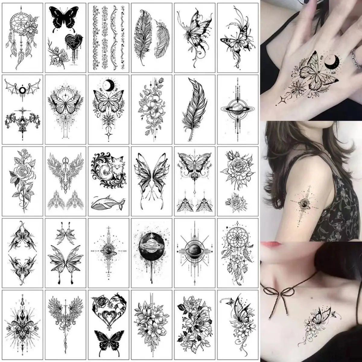 60Sheets Delicate Butterfly Tattoo Sticker - High-Quality Simulated Collarbone & Arm Temporary Tattoo Mini tattoos
60Sheets Delicate Butterfly Tattoo Sticker - High-Quality Simulated Collarbone & Arm Temporary Tattoo Mini tattoos