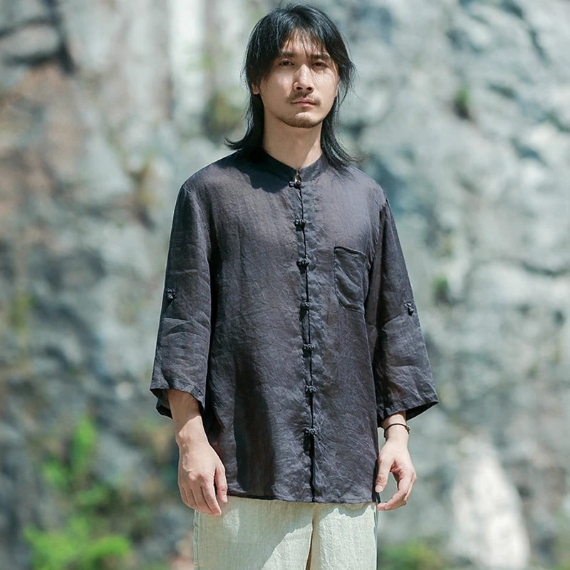 Мужская повседневная рубашка в китайском стиле из льна, новинка 2026 года, весенняя, винтажная, с воротником-стойкой, однотонная, в стиле кунг-фу, мужские топы-рубашки N012
Мужская повседневная рубашка в китайском стиле из льна, новинка 2026 года, весенняя, винтажная, с воротником-стойкой, однотонная, в стиле кунг-фу, мужские топы-рубашки N012