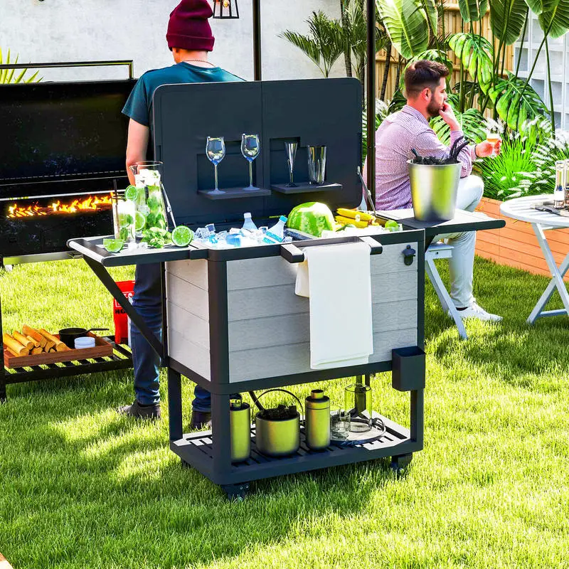 Outsunny 104 Quart Large Capacity Outdoor Cooler Cart, Patio Rolling Ice Chest with Bottle Opener Shelves Wheels, Gray
Outsunny 104 Quart Large Capacity Outdoor Cooler Cart, Patio Rolling Ice Chest with Bottle Opener Shelves Wheels, Gray
