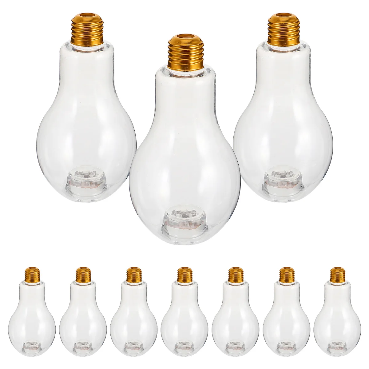10 pcs Glowing Bulb Shaped Plastic Bottle PET Material Large Capacity Reusable LED Colorful Bottom Fruit Juice Milk Tea Beverage
10 pcs Glowing Bulb Shaped Plastic Bottle PET Material Large Capacity Reusable LED Colorful Bottom Fruit Juice Milk Tea Beverage