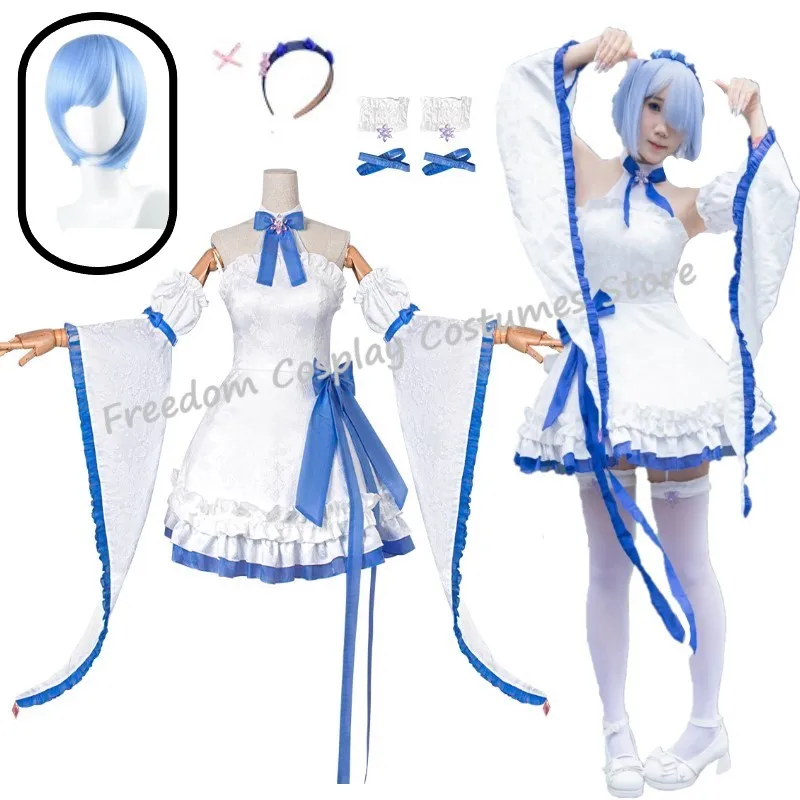 Anime Re:Life in a different world from zero Rem Cosplay Costume wig White blue Dress Woman Halloween Carnival Party Play Role
Anime Re:Life in a different world from zero Rem Cosplay Costume wig White blue Dress Woman Halloween Carnival Party Play Role