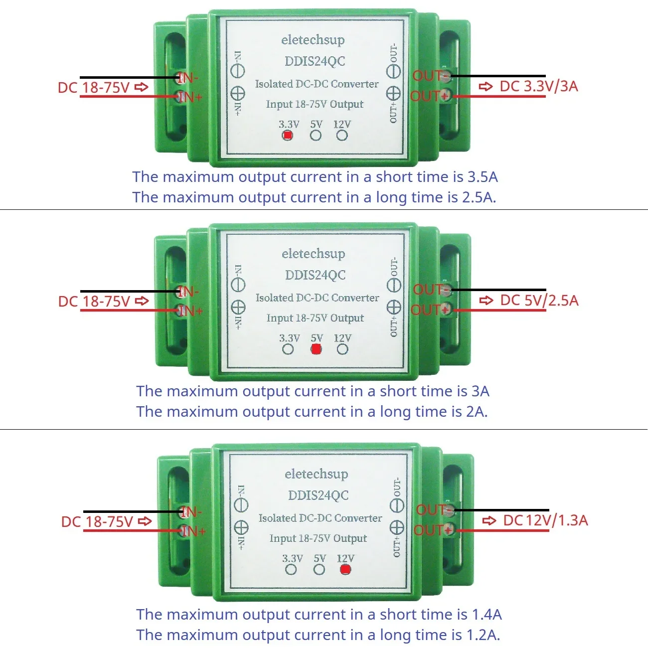 3A Industrial Grade Isolated DC-DC Converter 18-75V to 12V 5V 3.3V Module UVLO/OCP/OVP/OTP Multiple Protection DIN Power Supply
3A Industrial Grade Isolated DC-DC Converter 18-75V to 12V 5V 3.3V Module UVLO/OCP/OVP/OTP Multiple Protection DIN Power Supply