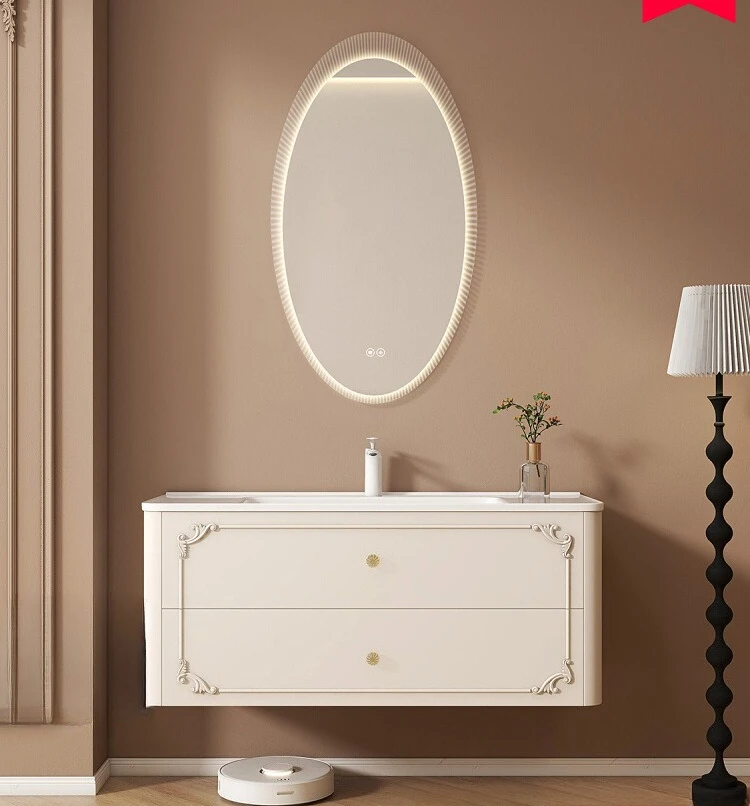 French rubber wood bathroom cabinet ceramic integrated basin toilet wash basin cabinet combination washstand
French rubber wood bathroom cabinet ceramic integrated basin toilet wash basin cabinet combination washstand