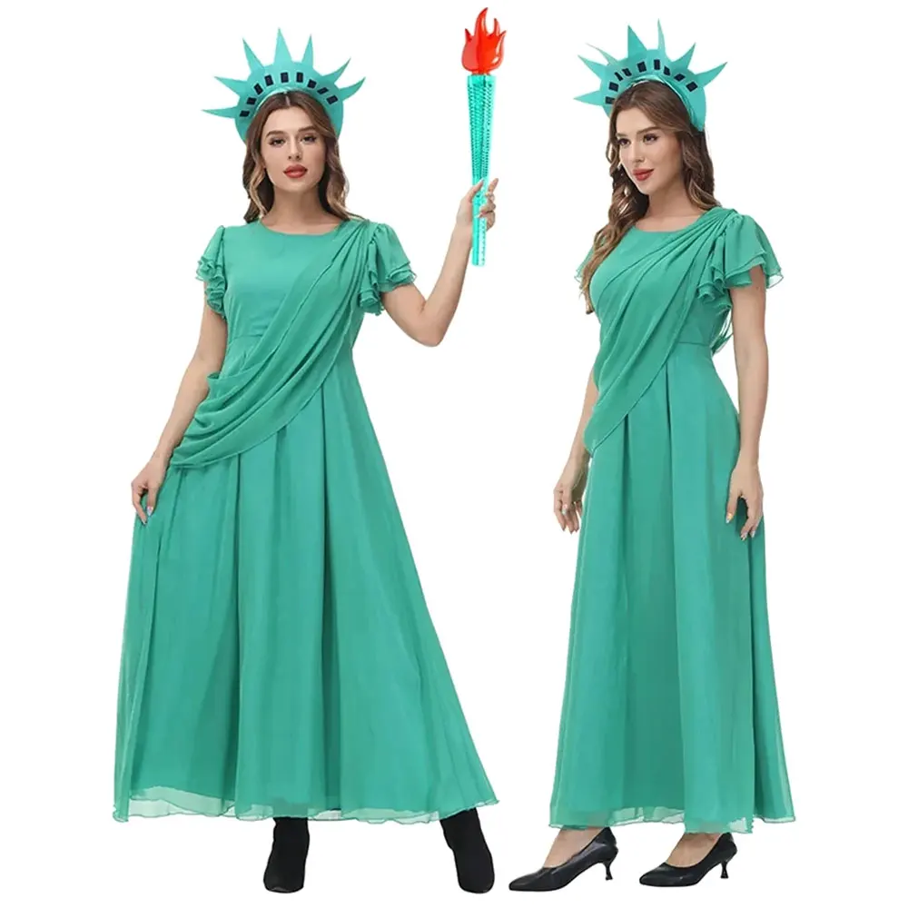 Halloween Carnival Adult PartyStatue of Liberty Cosplay Costume Ancient Greek Goddess Robe Set Cute Girls American Fancy Dress
Halloween Carnival Adult PartyStatue of Liberty Cosplay Costume Ancient Greek Goddess Robe Set Cute Girls American Fancy Dress
