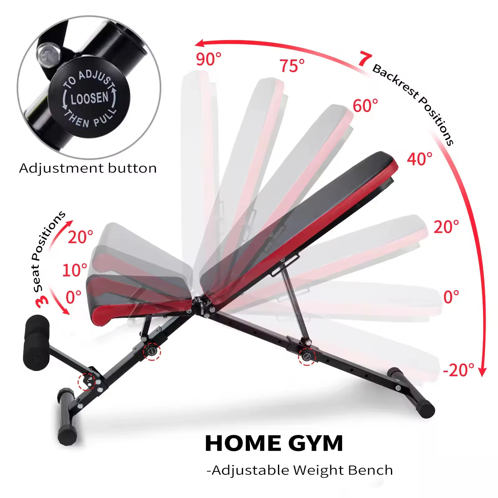 High Quality Custom Multi Function Modern Foldable Sitting Up Adjustable Weight Bench Home Exercise Workout
High Quality Custom Multi Function Modern Foldable Sitting Up Adjustable Weight Bench Home Exercise Workout