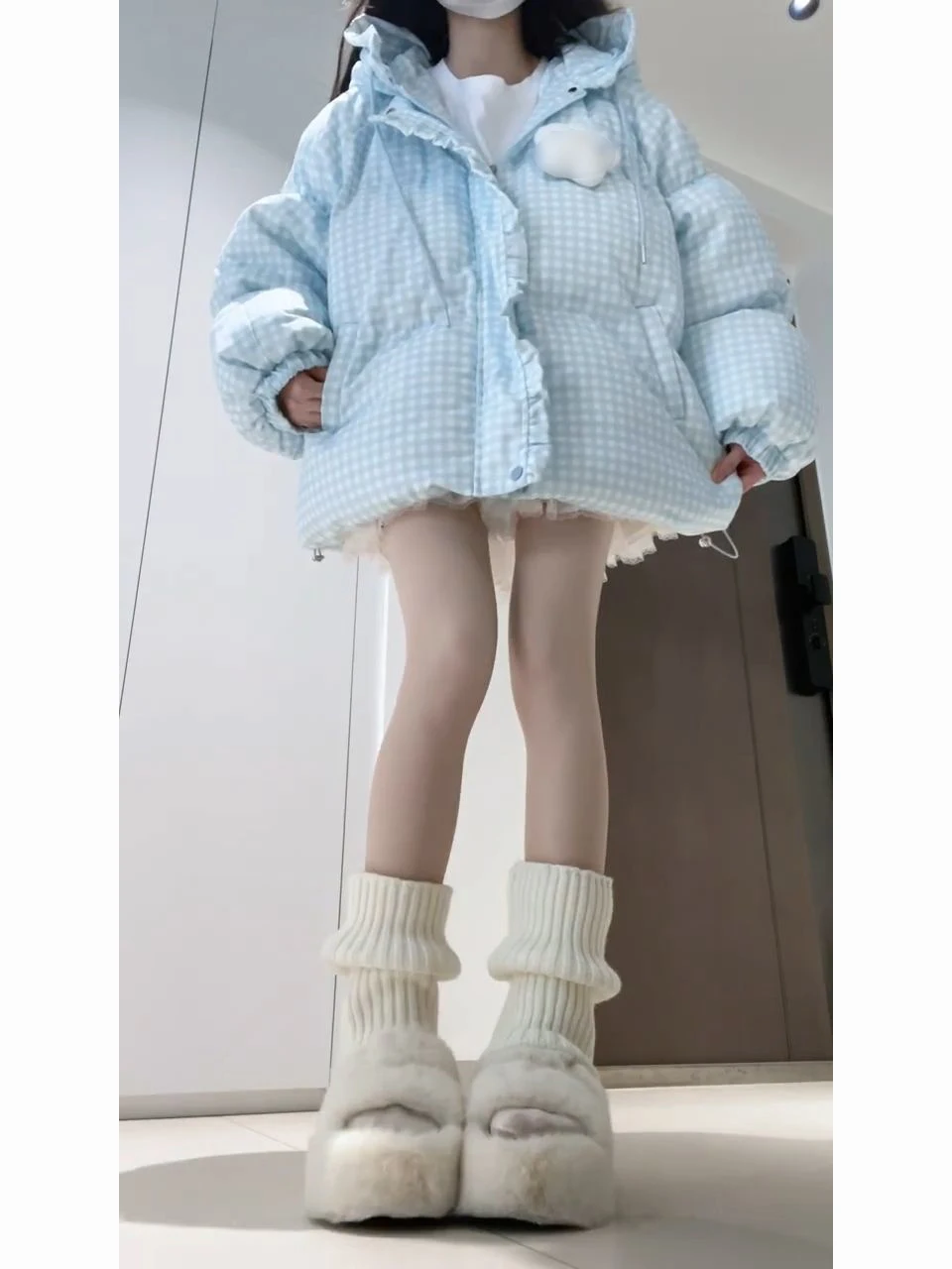 Winter Cloud Hat Design Women's Coat Blue And White Lace Bread Style Jacket Warm Cotton Outerwear Sweet College Style Zipper
Winter Cloud Hat Design Women's Coat Blue And White Lace Bread Style Jacket Warm Cotton Outerwear Sweet College Style Zipper