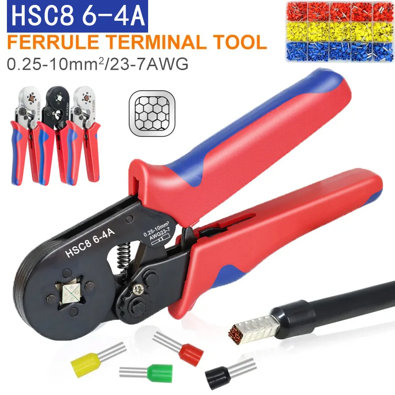 Tubular Terminal Crimping Tools Mini Electrical Pliers HSC8 6-4A/6-4 0.25-10mm² 23-7AWG 6-6 0.25-6mm² High Precision Clamp Sets
Tubular Terminal Crimping Tools Mini Electrical Pliers HSC8 6-4A/6-4 0.25-10mm² 23-7AWG 6-6 0.25-6mm² High Precision Clamp Sets