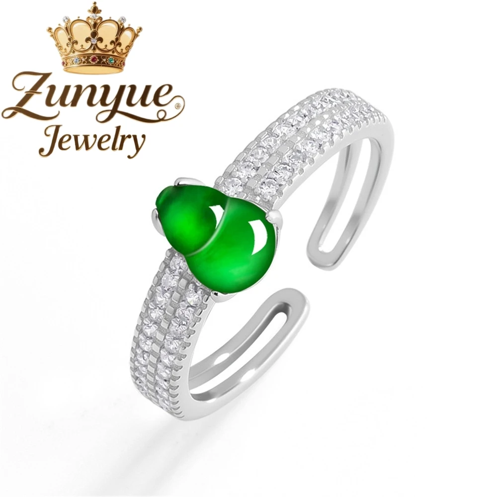 S925 Silver Inlaid Natural A-Grade Jadeite Gourd Green Ice Type Jade Ring Fashionable Simple Ring Women's Style Open
S925 Silver Inlaid Natural A-Grade Jadeite Gourd Green Ice Type Jade Ring Fashionable Simple Ring Women's Style Open