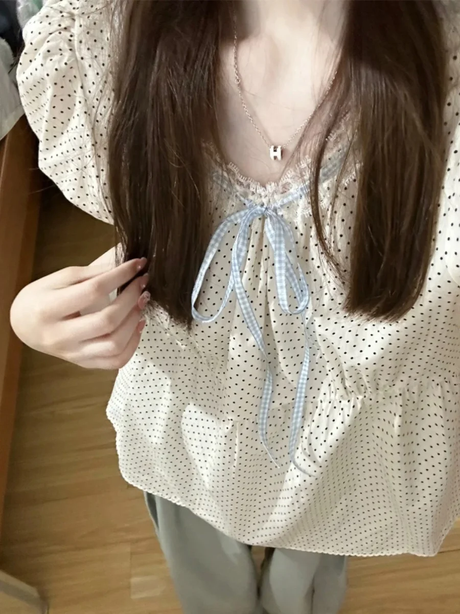 Женская летняя блузка Sweet Polka Dot Bubble Sve с коротким рукавом, красивый дизайн, свободный крой, стандартная длина, другой материал
Женская летняя блузка Sweet Polka Dot Bubble Sve с коротким рукавом, красивый дизайн, свободный крой, стандартная длина, другой материал