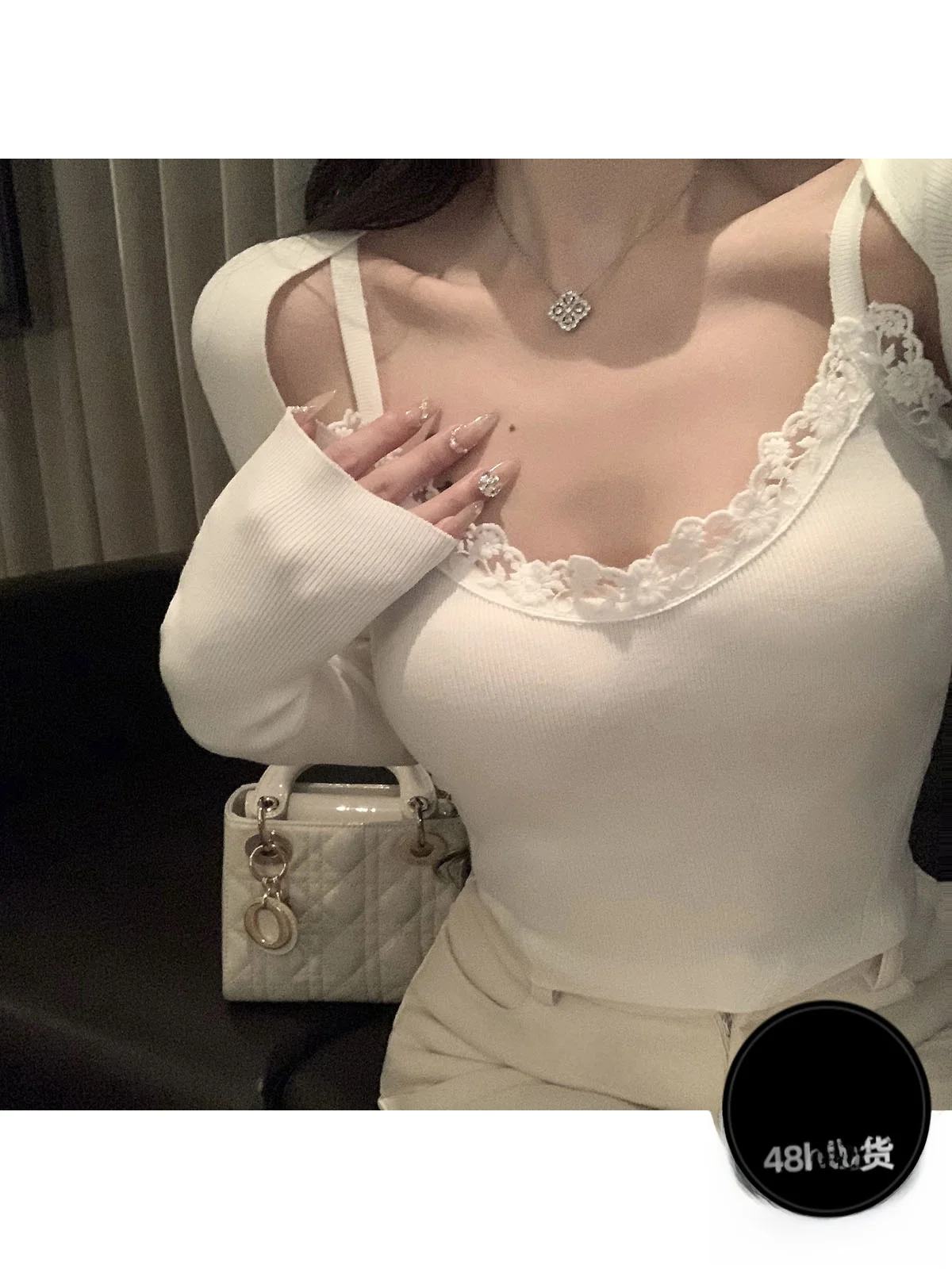 Kubiliv Lace Trim Knitted Long Sve Strap Vest Two Piece Set Women's Sle Commute Korean Slim Fit Pure Color Spring Season
Kubiliv Lace Trim Knitted Long Sve Strap Vest Two Piece Set Women's Sle Commute Korean Slim Fit Pure Color Spring Season