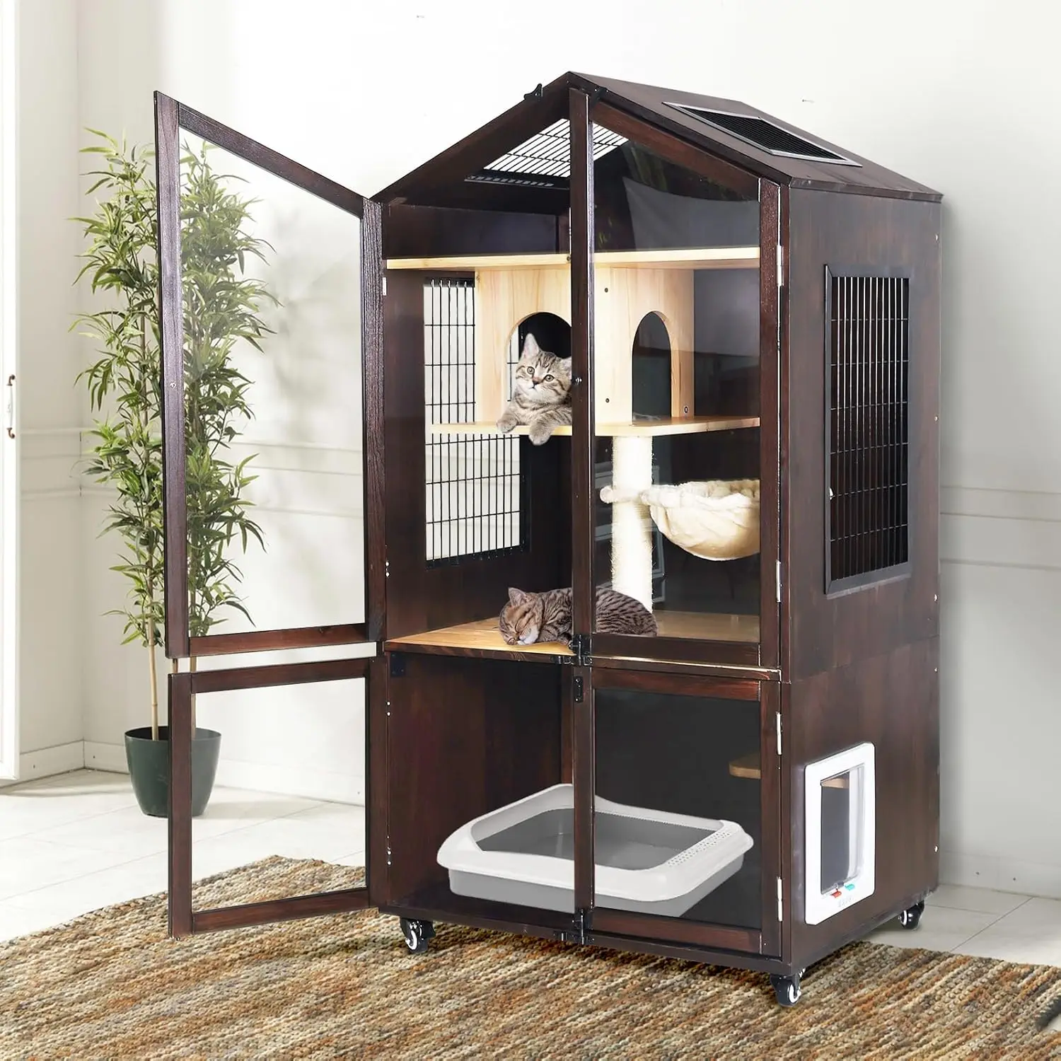 Litter Box Enclosure, Cat Litter Box Furniture with Movable Wheels, Large Hidden Litter Box Furniture with Scratching Post
Litter Box Enclosure, Cat Litter Box Furniture with Movable Wheels, Large Hidden Litter Box Furniture with Scratching Post