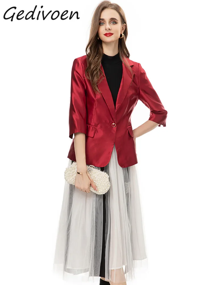 Gedivoen Autumn Fashion Designer Vintage Hit Color Skirt Set Women's Turtleneck Sweater+Slim Suit Coats+Mesh Skirt 3 Pieces Set
Gedivoen Autumn Fashion Designer Vintage Hit Color Skirt Set Women's Turtleneck Sweater+Slim Suit Coats+Mesh Skirt 3 Pieces Set