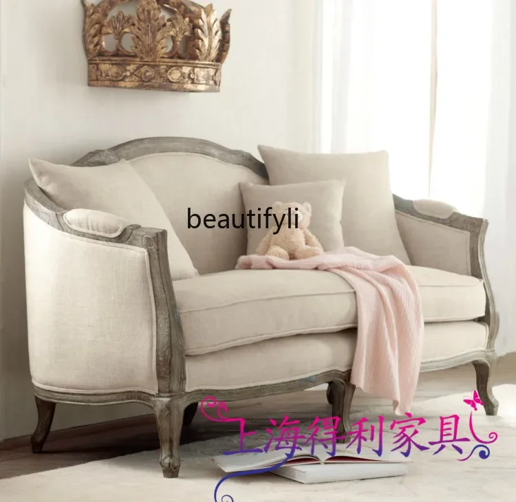 American country sofa French retro old sofa oak European solid wood sofaAsmt52
American country sofa French retro old sofa oak European solid wood sofaAsmt52