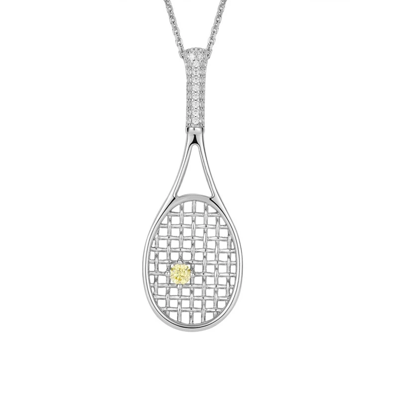CAMEO Tennis Racket Necklace Unique Design 925 Sterling Silver Synthetic Zircon Yellow Collarbone Chain Pendant
CAMEO Tennis Racket Necklace Unique Design 925 Sterling Silver Synthetic Zircon Yellow Collarbone Chain Pendant