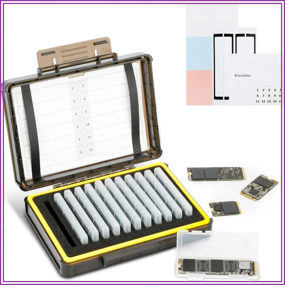 Dual Protect M.2 SSD Holder with 12 Clear Cases for 2280/2260/2242/2230, Water-Resistant & Shockproof
Dual Protect M.2 SSD Holder with 12 Clear Cases for 2280/2260/2242/2230, Water-Resistant & Shockproof