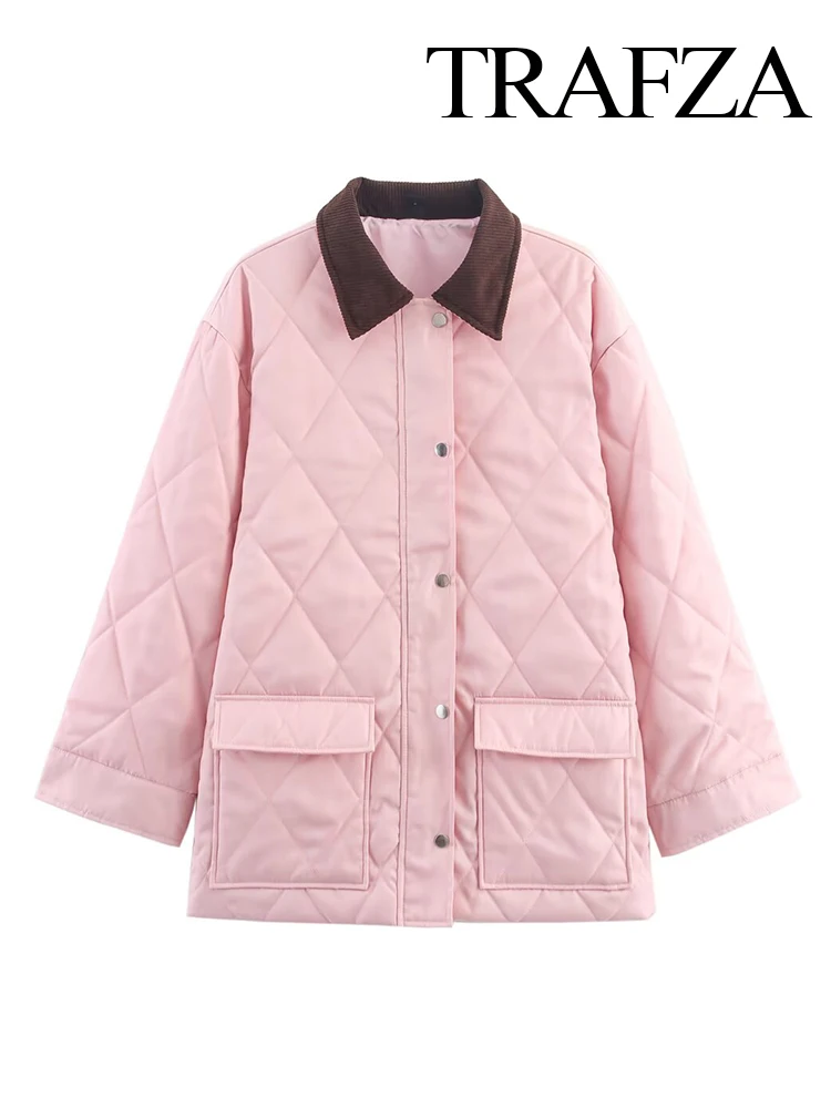 TRAFZA Women's Autumn High-Dense Thickened Corduroy Collar Diamond Quilted Jacket Female Lapel Zipper Pocket Thermal Coat Mujer
TRAFZA Women's Autumn High-Dense Thickened Corduroy Collar Diamond Quilted Jacket Female Lapel Zipper Pocket Thermal Coat Mujer