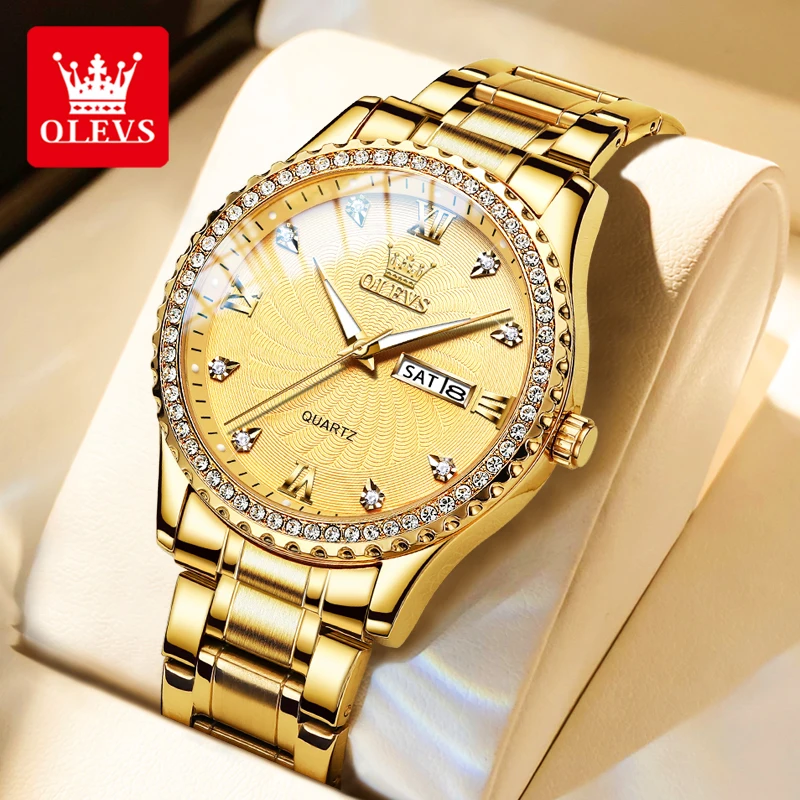 OLEVS 5565 Classic Men's Dress Watches Diamond Bezel Week Display Waterproof Business Lumnous Quartz Wristwatch For Man
OLEVS 5565 Classic Men's Dress Watches Diamond Bezel Week Display Waterproof Business Lumnous Quartz Wristwatch For Man