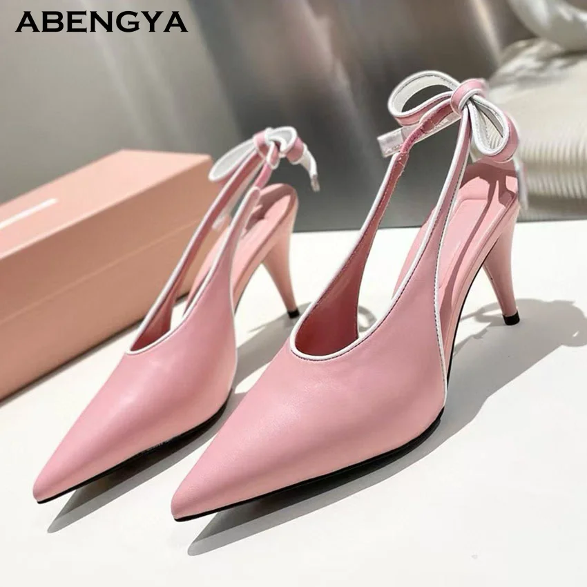 2025 Summer Pink Leather High Heels Shoes Woman Pointy Toe Slingback Dress Shoes Designer Sexy Party Prom Shoes For Women
2025 Summer Pink Leather High Heels Shoes Woman Pointy Toe Slingback Dress Shoes Designer Sexy Party Prom Shoes For Women