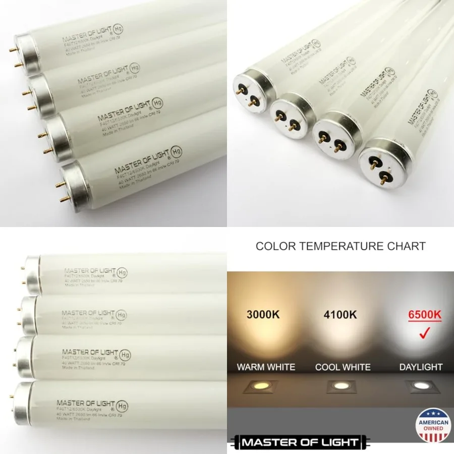 F40T12/D 4 Pack 4ft Fluorescent Tube Light Bulb 40W 40 Watt Daylight T12 F40T12 6500K 1.5 inch Diameter Replaces F40DX F40T12/8
F40T12/D 4 Pack 4ft Fluorescent Tube Light Bulb 40W 40 Watt Daylight T12 F40T12 6500K 1.5 inch Diameter Replaces F40DX F40T12/8