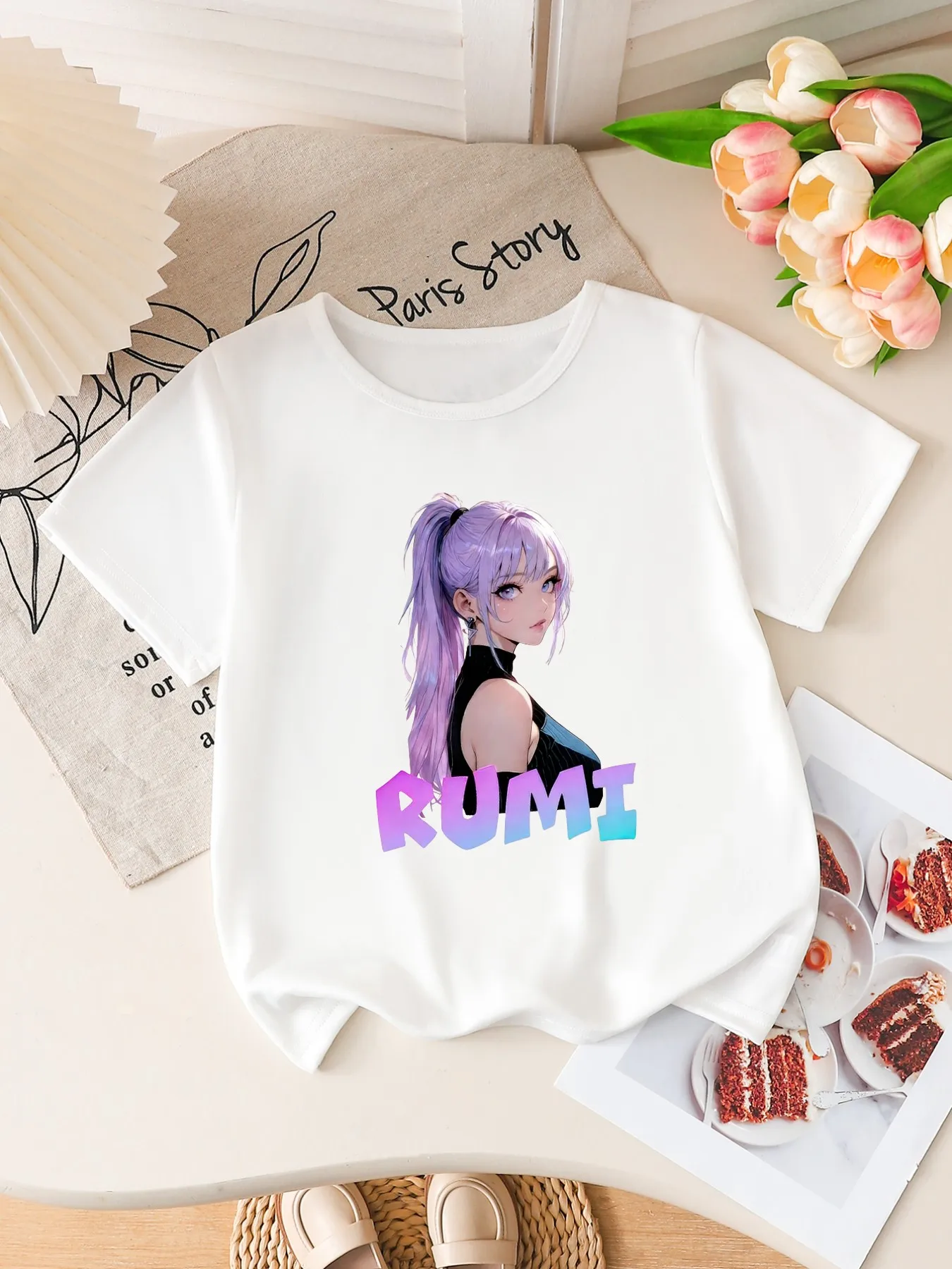 Girls RUMI Anime Girl Print Short Sleeve T-Shirt Cute Kawaii Graphic Tee Kids Summer Casual Top
Girls RUMI Anime Girl Print Short Sleeve T-Shirt Cute Kawaii Graphic Tee Kids Summer Casual Top