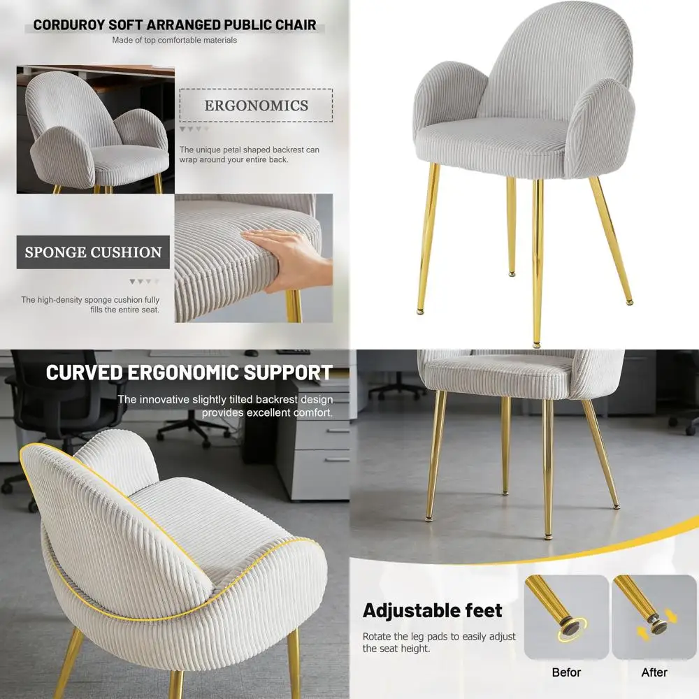 Modern Grey Corduroy Upholstered Desk Chair with Gold Legs, Ergonomic Padded Backrest for Women's Vanity Desk
Modern Grey Corduroy Upholstered Desk Chair with Gold Legs, Ergonomic Padded Backrest for Women's Vanity Desk