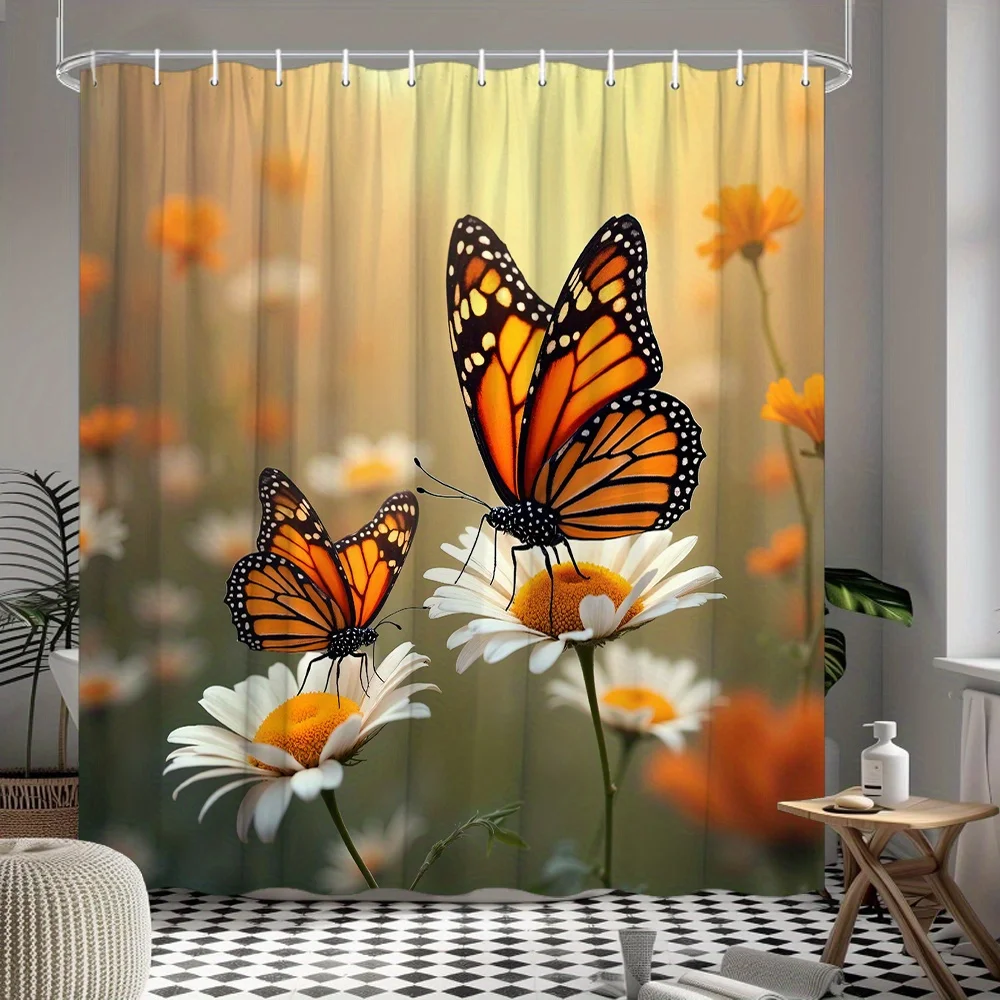 Butterfly Shower Curtain Monarch Butterflies on Daisy Flowers Nature Art Garden Decor Waterproof Fabric Bath Curtain Set Home
Butterfly Shower Curtain Monarch Butterflies on Daisy Flowers Nature Art Garden Decor Waterproof Fabric Bath Curtain Set Home